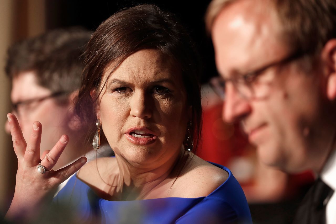 Sanders attends the 2018 White House Correspondents' Dinner at the Washington Hilton on April 28, 2018, in Washington, DC.