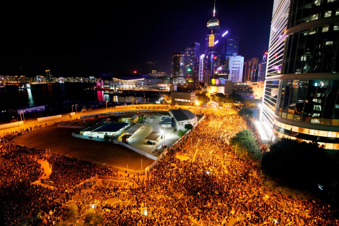 Thousands of protesters gather outside government headquarters in September, 2012. 