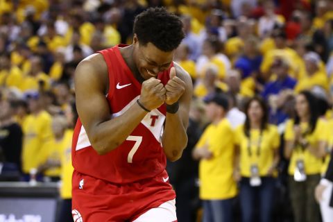 Toronto point guard Kyle Lowry cherishes the victory.