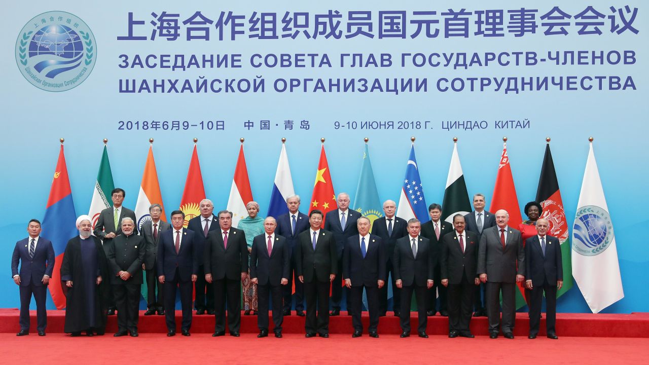 Chinese President Xi Jinping with other world leaders at the 18th Shanghai Cooperation Organization (SCO) Summit on June 10, 2018, in Qingdao, China.