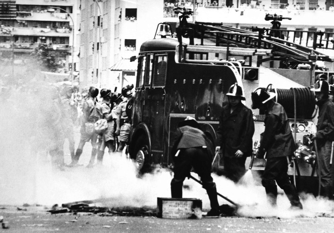 Rioters in an industrial area light hundreds of street fires in an effort to slow up movement of riot patrol units in May 1967.