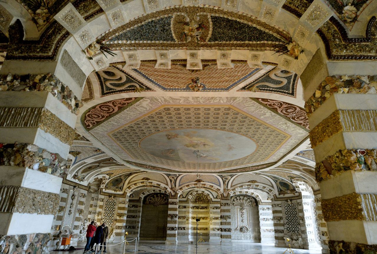 <strong>Potsdam's Grotto Hall:</strong> The Prussian palaces of Sanssouci are the main attraction of Potsdam. A few years ago, the Grotto Hall of the New Palace made its big debut, offering guests an exquisite salon with marbled walls that feature intricate mosaics made of glistening bits of seashell and stone.