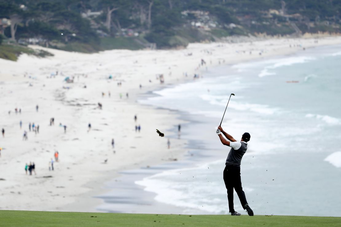 Tiger Woods won the 2000 US Open by 15 shots at Pebble Beach.