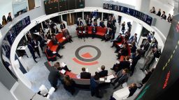 Traders operate in the Ring, the open trading floor of the new London Metal Exchange (LME) in central London on February 18, 2016.
The Ring has provided a transparent and robust price-discovery process for the global metals industry for 139 years.  / AFP / LEON NEAL        (Photo credit should read LEON NEAL/AFP/Getty Images)