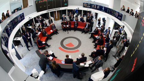Traders operate in the Ring, the LME's open-outcry trading floor.