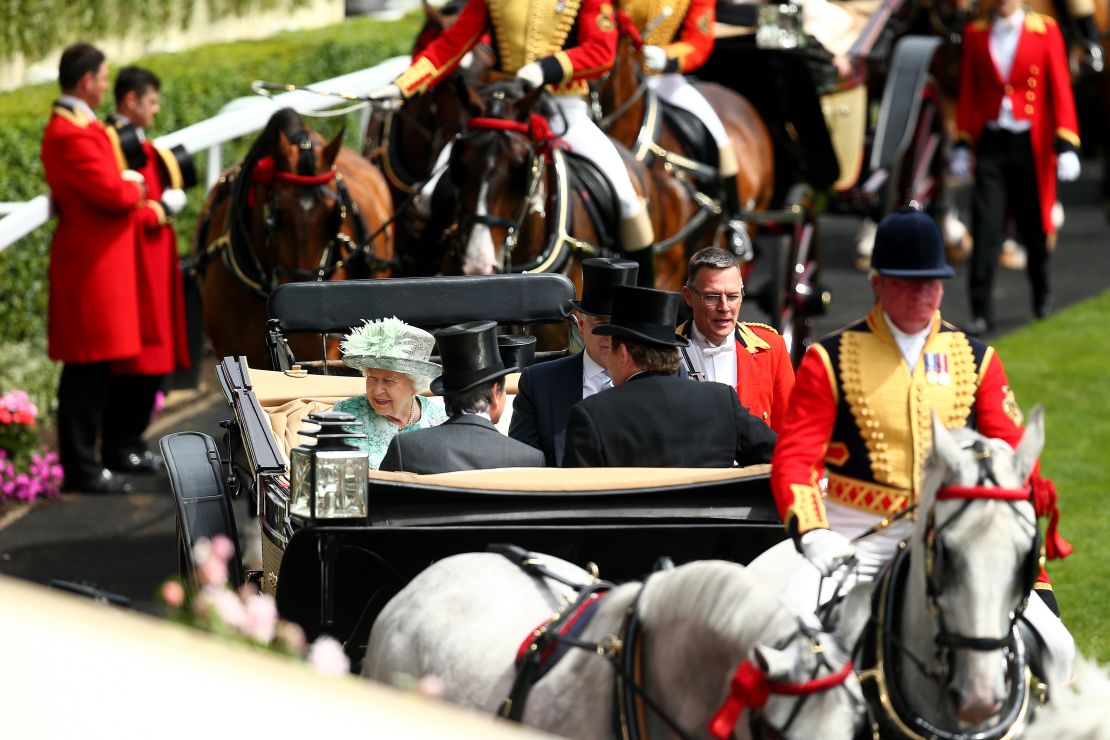 Queen Elizabeth II arrives with the Royal Procession during Royal Ascot last year. 