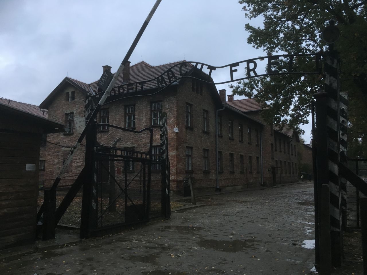 <strong>The camp in Poland:</strong> The entrance to the gate in the first Auschwitz camp reads "Arbeit macht frei," translated as "Work sets you free."