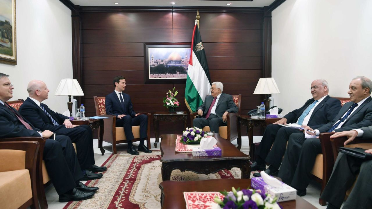 In June, 2017, Palestinian President Mahmoud Abbas meets with Jared Kushner, senior adviser to President Donald Trump.