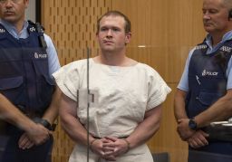 Brenton Tarrant appears at a Christchurch court on March 16, 2019 accused of shooting dead 51 worshippers at two mosques.