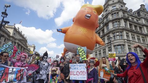 Khan's office issued permission for a giant inflatable effigy of Trump to be flown over London during  protests against his 2018 visit.