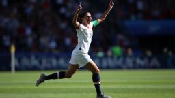 PARIS, FRANCE - JUNE 16: Carli Lloyd of the USA celebrates after scoring her team's first goal during the 2019 FIFA Women's World Cup France group F match between USA and Chile at Parc des Princes on June 16, 2019 in Paris, France. (Photo by Alex Grimm/Getty Images)
