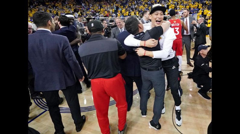 Toronto Raptors guard Jeremy Lin celebrates after the Raptors won the NBA title on Thursday, June 13. Lin is now <a href="index.php?page=&url=https%3A%2F%2Fwww.cnn.com%2F2019%2F06%2F14%2Fsport%2Ftoronto-raptors-nba-jeremy-lin-finals-asian-american-trnd%2Findex.html" target="_blank">the first Asian American to ever to be crowned an NBA champ.</a>