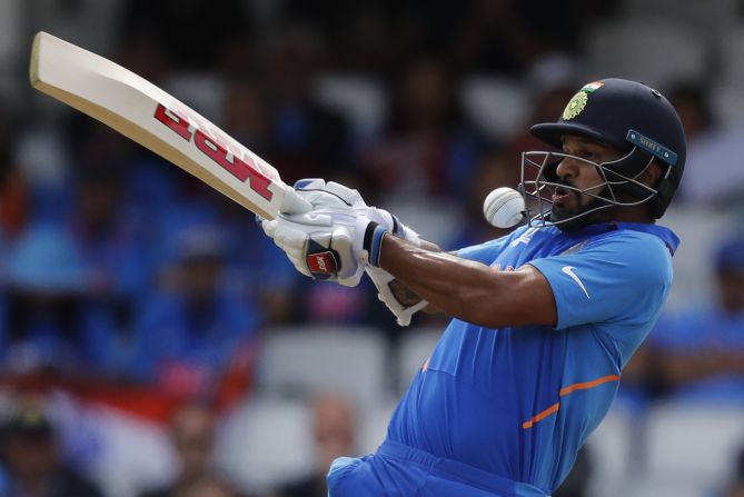 India's Shikhar Dhawan plays a shot against Australia during the Cricket World Cup on Sunday, June 9. The tournament is taking place in England and Wales.