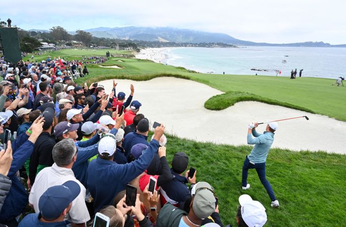 Jordan Spieth plays a shot during the first round of the US Open on Thursday, June 13.