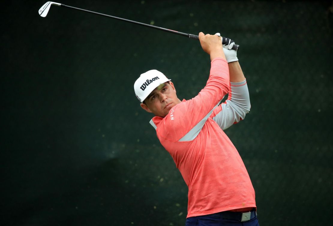 Gary Woodland of the United States plays a shot from the 16th tee during the final round of the 2019 US Open at Pebble Beach Golf Links on June 16, 2019.