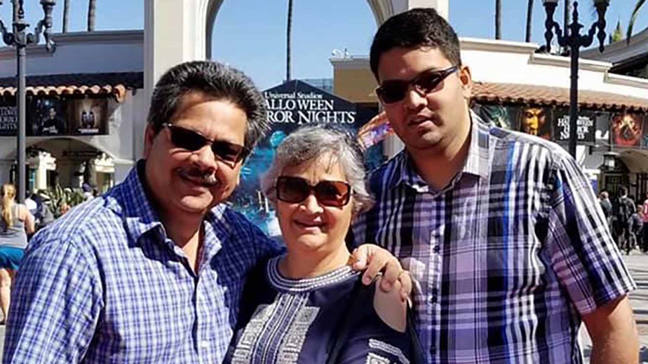 Shooting victim Kenneth French (right) and his parents, Russell and Paola French.