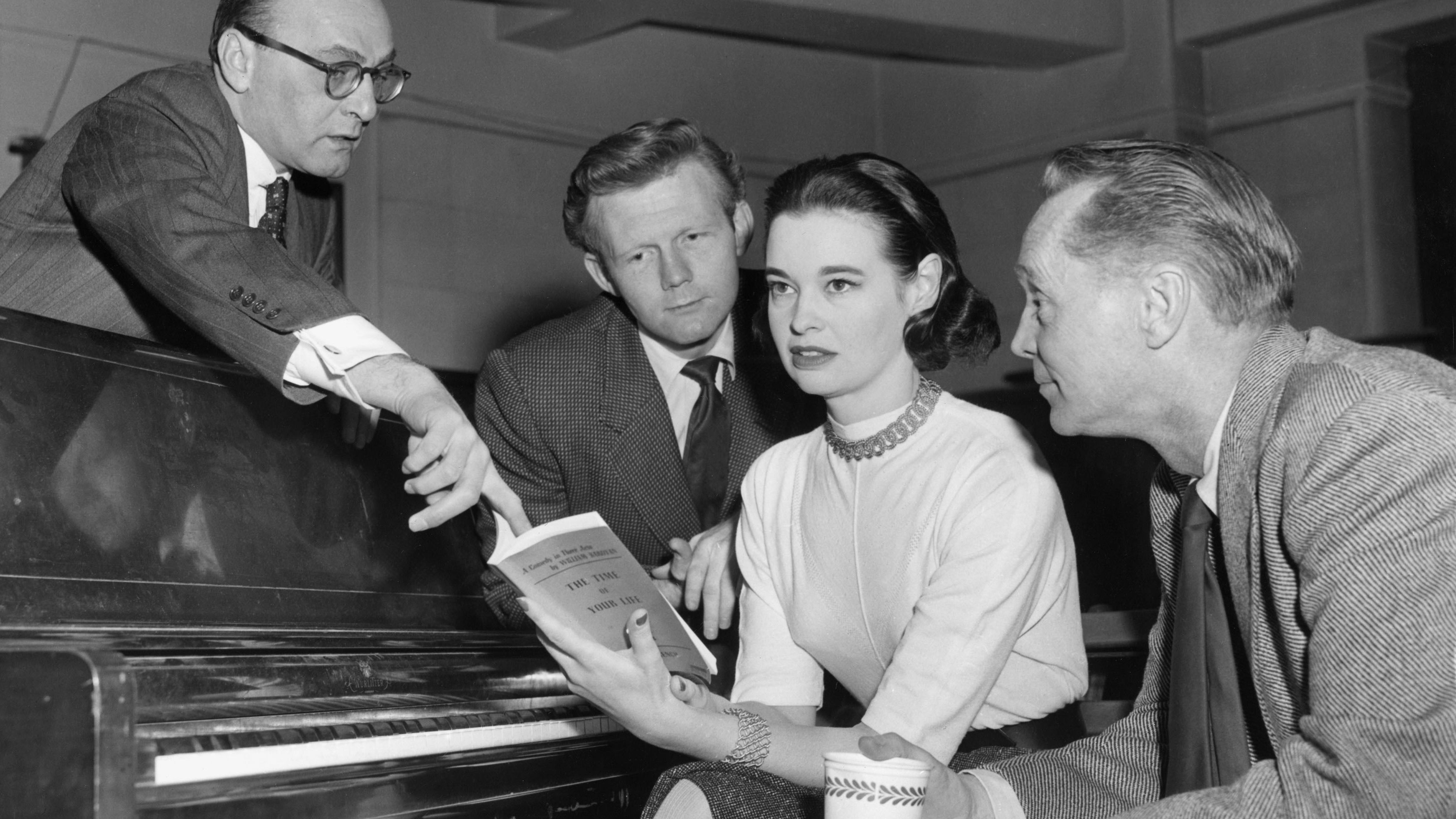 Vanderbilt goes over her script during rehearsals for the "The Time of Your Life" in 1955.