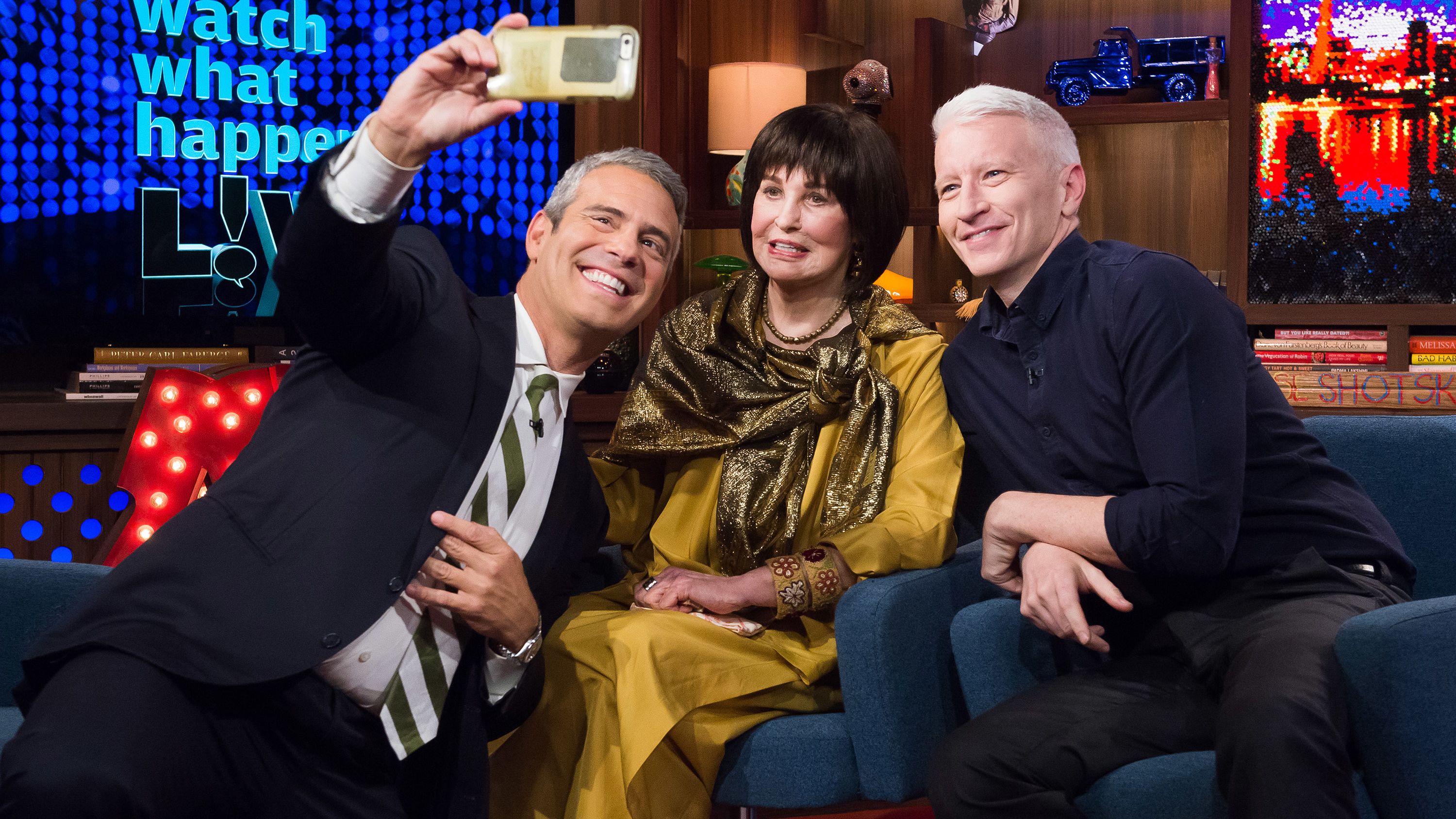 Vanderbilt and Cooper appear with Andy Cohen on a 2016 episode of "Watch What Happens Live."