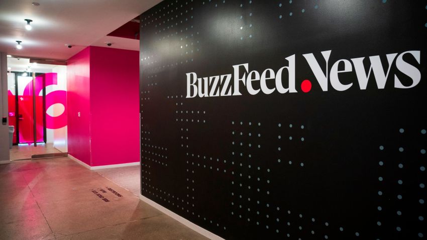 NEW YORK, NY - DECEMBER 11: A BuzzFeed News logo adorns a wall inside BuzzFeed headquarters, December 11, 2018 in New York City. BuzzFeed is an American internet media and news company that was founded in 2006. According to a recent report in The New York Times, the company expects to surpass 300 million dollars in earnings for the 2018 fiscal year. (Photo by Drew Angerer/Getty Images)