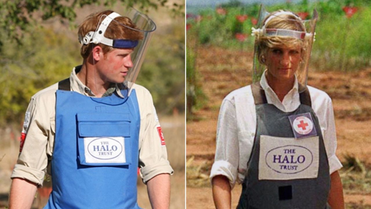 Prince Harry visits Angola with the Halo Trust in 2013, 16 years after his mother, Diana, did the same.