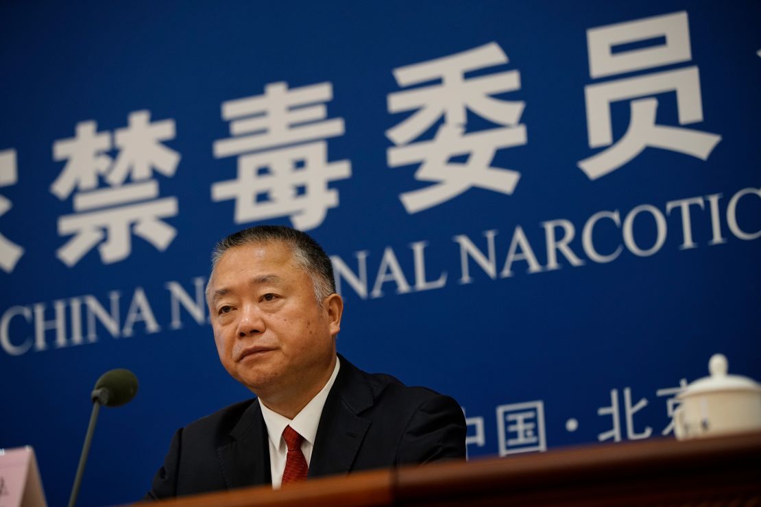 Liu Yuejin, deputy director of the China National Narcotics Control Commission, at a press conference on Monday June 17.