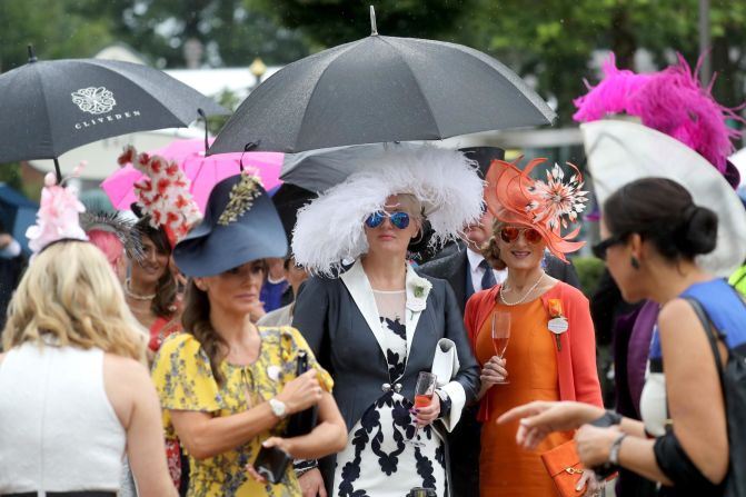 Light rain Tuesday couldn't dampen spirits at Royal Ascot in Berkshire, west of London.