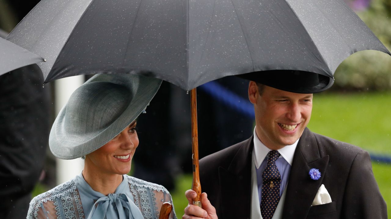 Prince William and the Duchess of Cambridge are undeterred by the rain at Royal Ascot.