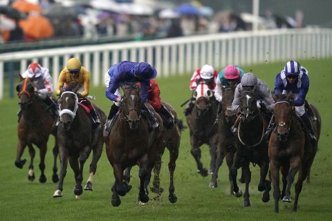 James Doyle rode Blue Point (blue) to win the Group 1 King's Stand Stakes.
