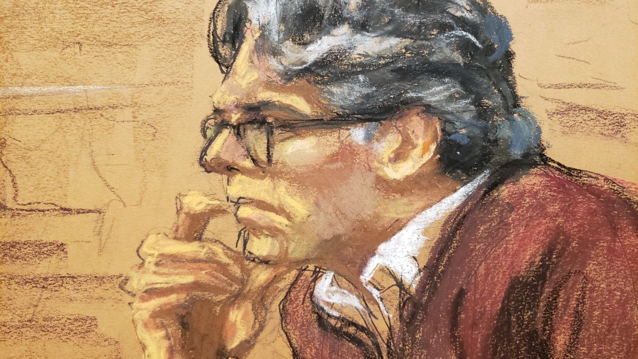 A courtroom sketch of Keith Raniere during his trial.