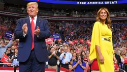 US President Donald Trump and First Lady Melania Trump arrive for the official launch of the Trump 2020 campaign at the Amway Center in Orlando, Florida on June 18, 2019. - Trump kicks off his reelection campaign at what promised to be a rollicking evening rally in Orlando. (Photo by MANDEL NGAN / AFP)        (Photo credit should read MANDEL NGAN/AFP/Getty Images)