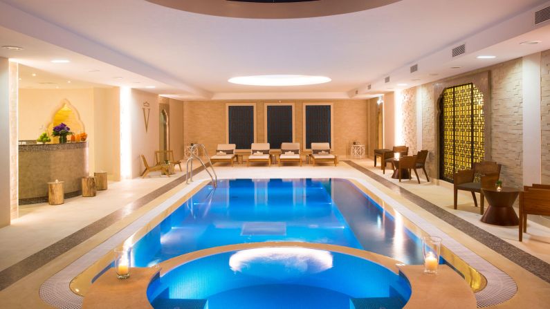 <strong>Lavish amenities: </strong>On-site wellness center Spa Valmont boasts a pool and sauna, along with a hammam. 