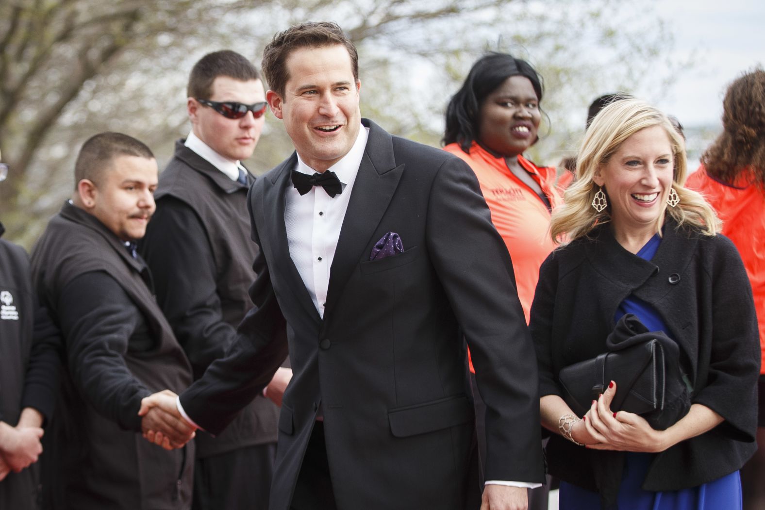 Moulton is joined by his future wife, Liz, at an event in Boston in May 2017. The two were married later that year.