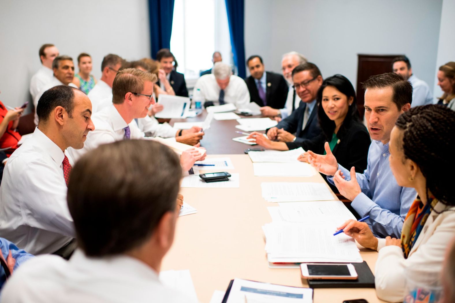 Moulton speaks during a Bipartisan Working Group meeting in July 2017.