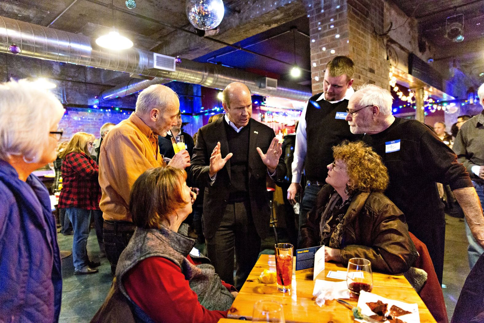 Delaney speaks to attendees during a February 2018 fundraiser for Abby Finkenauer, an Iowa state representative who was running for Congress.