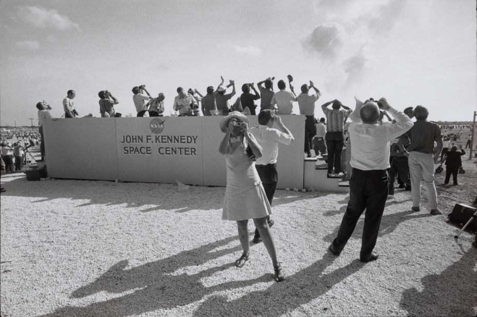 The exhibition documents humans' continuing fascination with the moon, captured quite literally in Gary Winogrand's image of spectators watching Apollo 11's takeoff. 