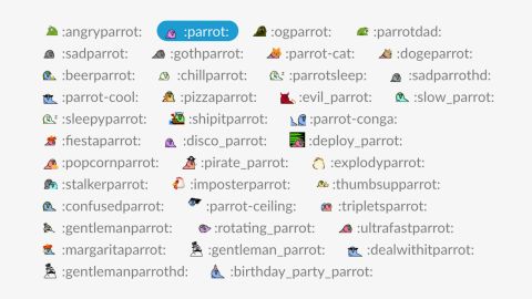 Slack has custom emoji options such as animated "party parrots" to lighten to mood.