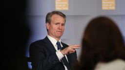 Brian Moynihan, chairman of the board and chief executive officer of Bank of America Corp., speaks during an Economic Club of New York event in New York, U.S. On Tuesday, June 4, 2019. Continued strength in U.S. consumer and business confidence outweighs the recession signal being sent by an inverted yield curve, making a rate cut unlikely this year, Moynihan said. Photographer: Bess Adler/Bloomberg via Getty Images