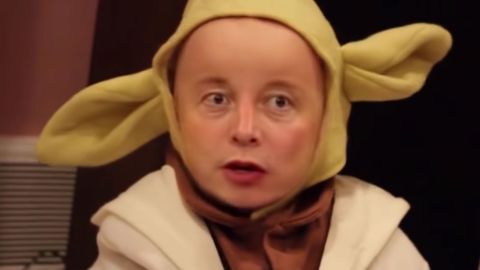 Elon Musk is depicted as a baby in one of Paul Shales' deepfake videos.