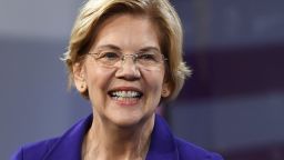 LAS VEGAS, NEVADA - APRIL 27:  Democratic presidential candidate U.S. Sen. Elizabeth Warren (D-MA) smiles as she is introduced at the National Forum on Wages and Working People: Creating an Economy That Works for All at Enclave on April 27, 2019 in Las Vegas, Nevada. Six of the 2020 Democratic presidential candidates are attending the forum, held by the Service Employees International Union and the Center for American Progress Action Fund, to share their economic policies.  (Photo by Ethan Miller/Getty Images)
