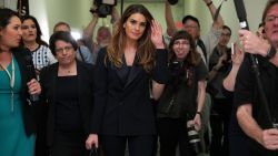 WASHINGTON, DC - JUNE 19:  Former White House communications director Hope Hicks leaves the hearing room during a break at a closed-door interview with the House Judiciary Committee June 19, 2019 on Capitol Hill in Washington, DC. Hicks is the first former Trump aide to testify before the panel's investigation into special counsel Robert Mueller's report and obstruction of justice.  (Photo by Alex Wong/Getty Images)