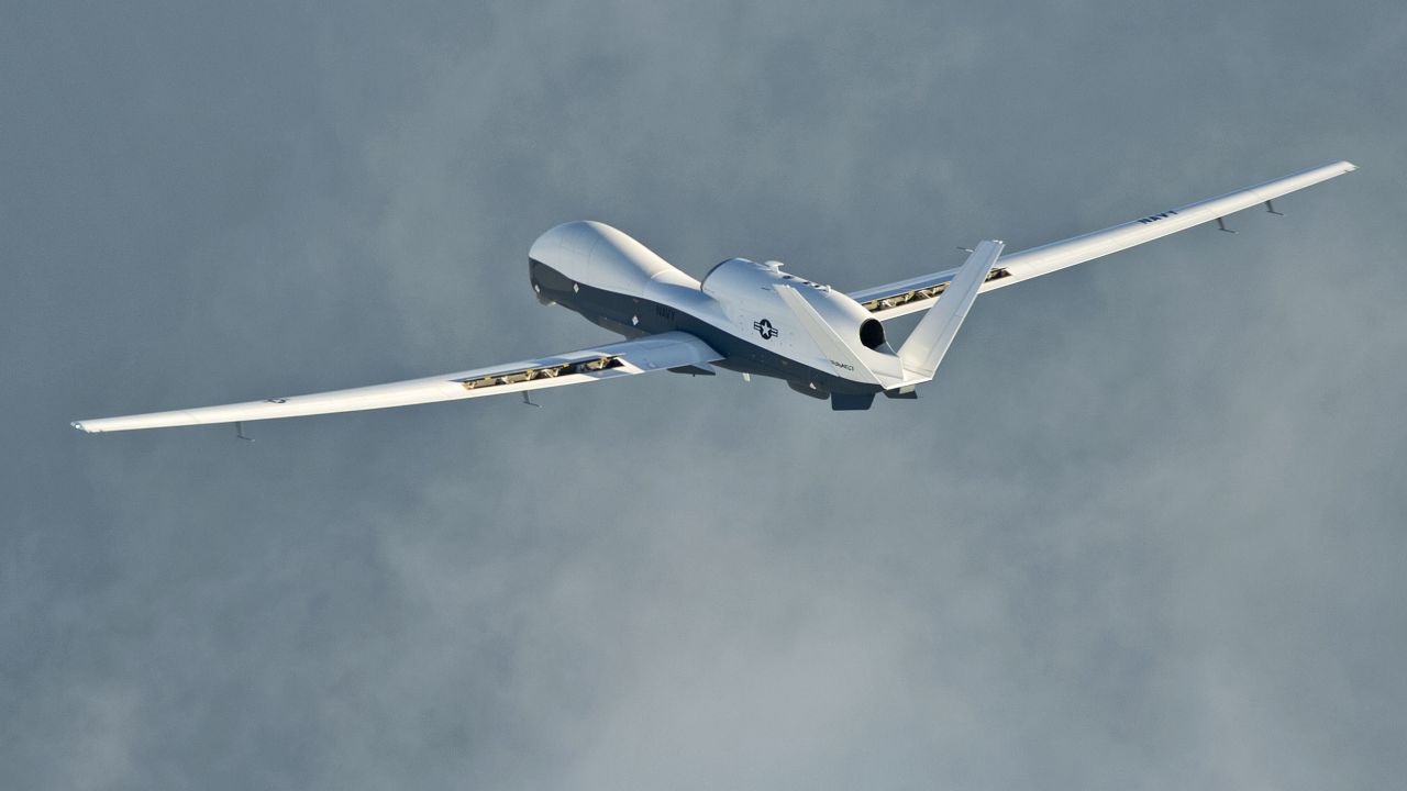 The MQ-4C Triton unmanned aircraft system completes its inaugural cross-country ferry flight at Naval Air Station Patuxent River, Maryland.