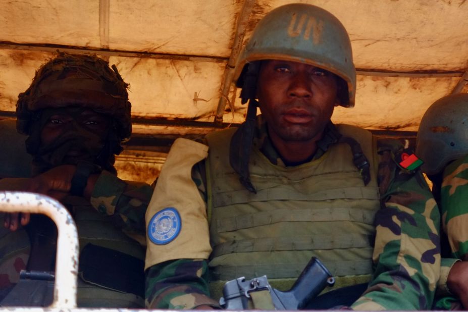 Malawian UN peacekeepers in a transport vehicle near Butembo, Eastern DRC. Despite the presence of a robust force, Eastern Congo has been wracked by violence for decades.