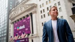 NEW YORK, NY - JUNE 20: Stewart Butterfield, co-founder and chief executive officer of Slack, stands outside the New York Stock Exchange (NYSE) before the opening bell, (Photo by Drew Angerer/Getty Images)