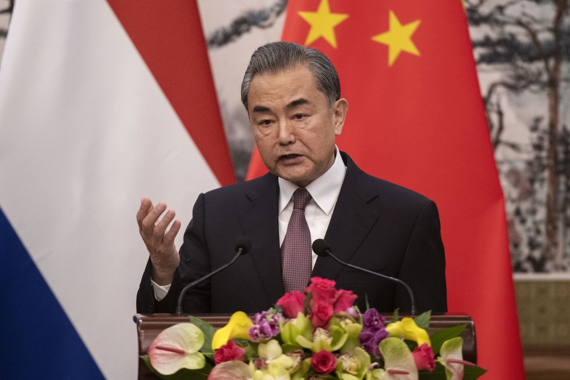 China's Foreign Minister Wang Yi speaks during a press conference at Diaoyutai State Guesthouse on June 19.
