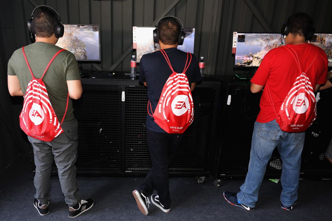 Game enthusiasts play "Apex Legends" during the EA Play 2019 event at the Hollywood Palladium in June.