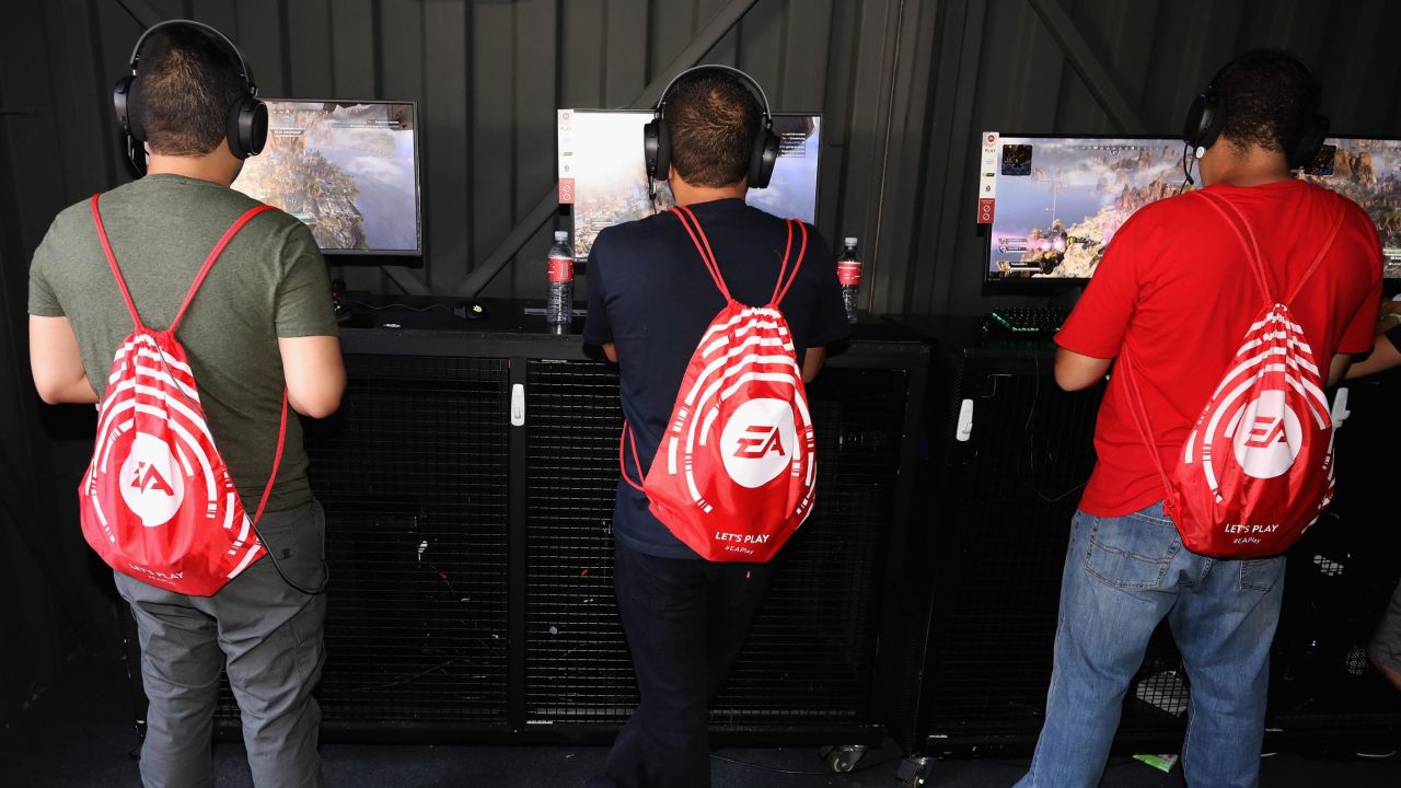 Game enthusiasts play "Apex Legends" during the EA Play 2019 event at the Hollywood Palladium in June.
