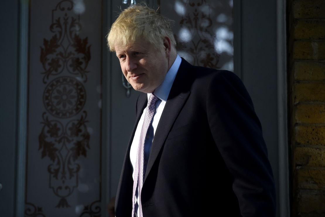 Conservative Party leadership contender Boris Johnson leaves his home on Thursday.