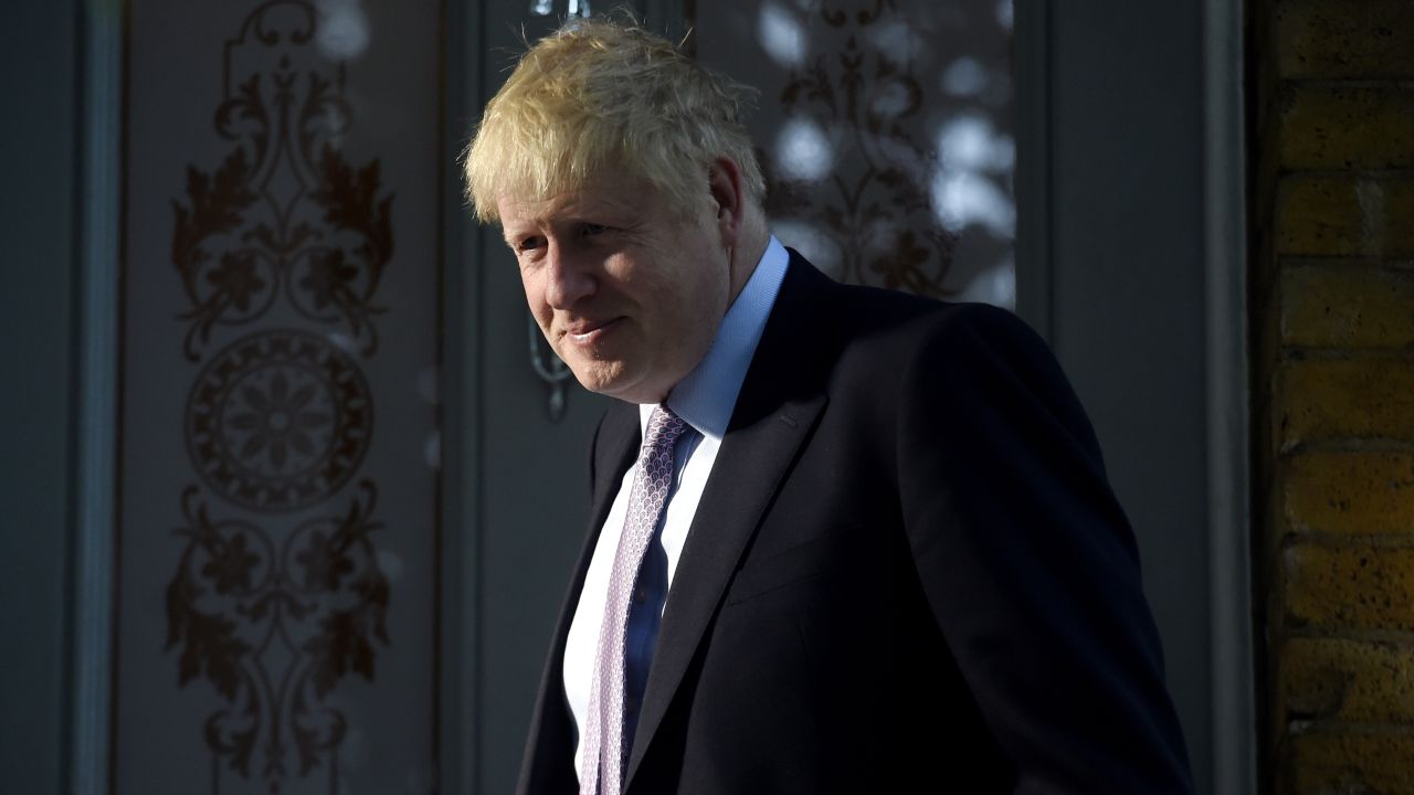 Conservative Party leadership contender Boris Johnson leaves his home on Thursday.