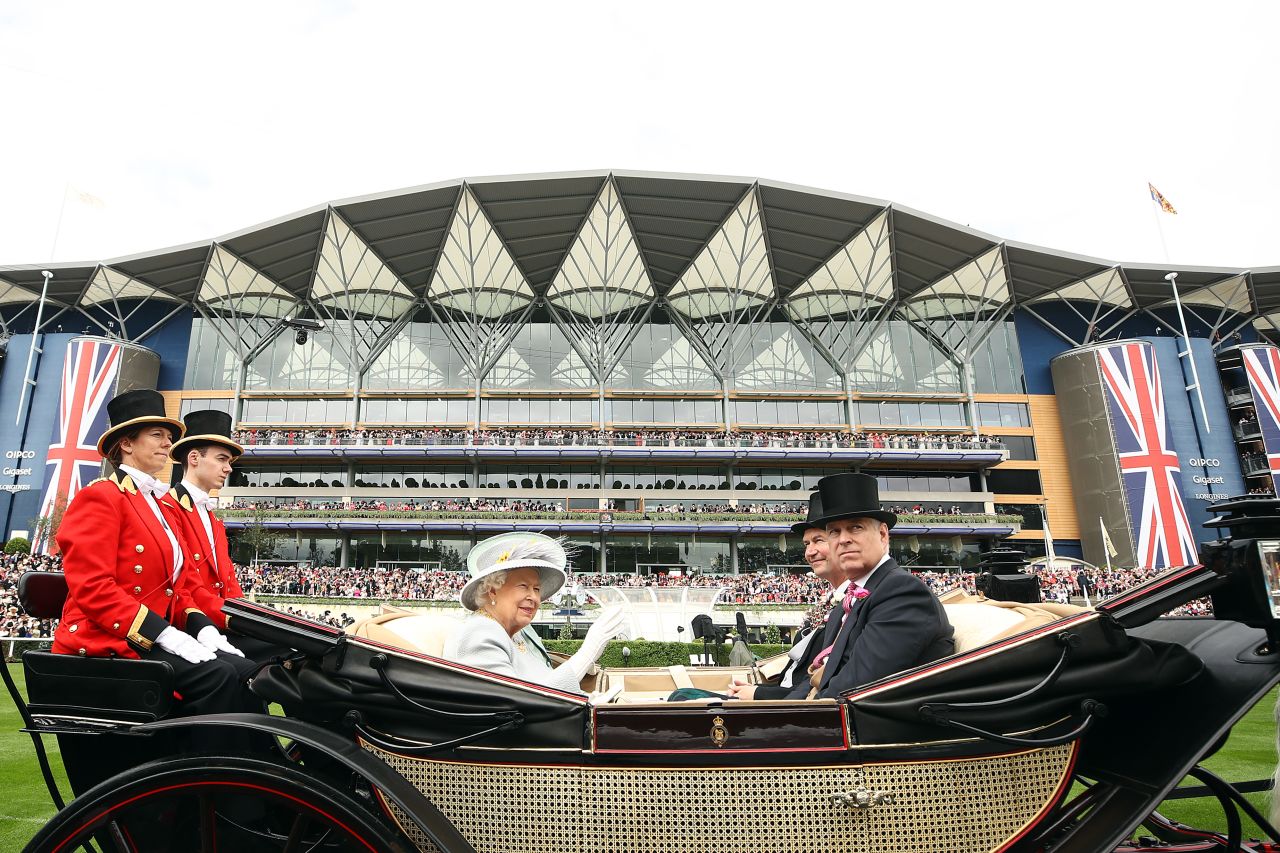 Britain's Queen Elizabeth II arrives in the Royal Enclosure ahead of Ladies' Day at Royal Ascot.