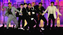  BTS perform onstage during the 2019 Billboard Music Awards at MGM Grand Garden Arena on May 1, 2019 in Las Vegas, Nevada.  